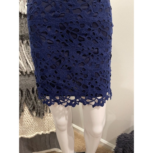 Lulus Women’s Blue Eyelet Dress Sz S Lined Cap Sleeves - Picture 5 of 7